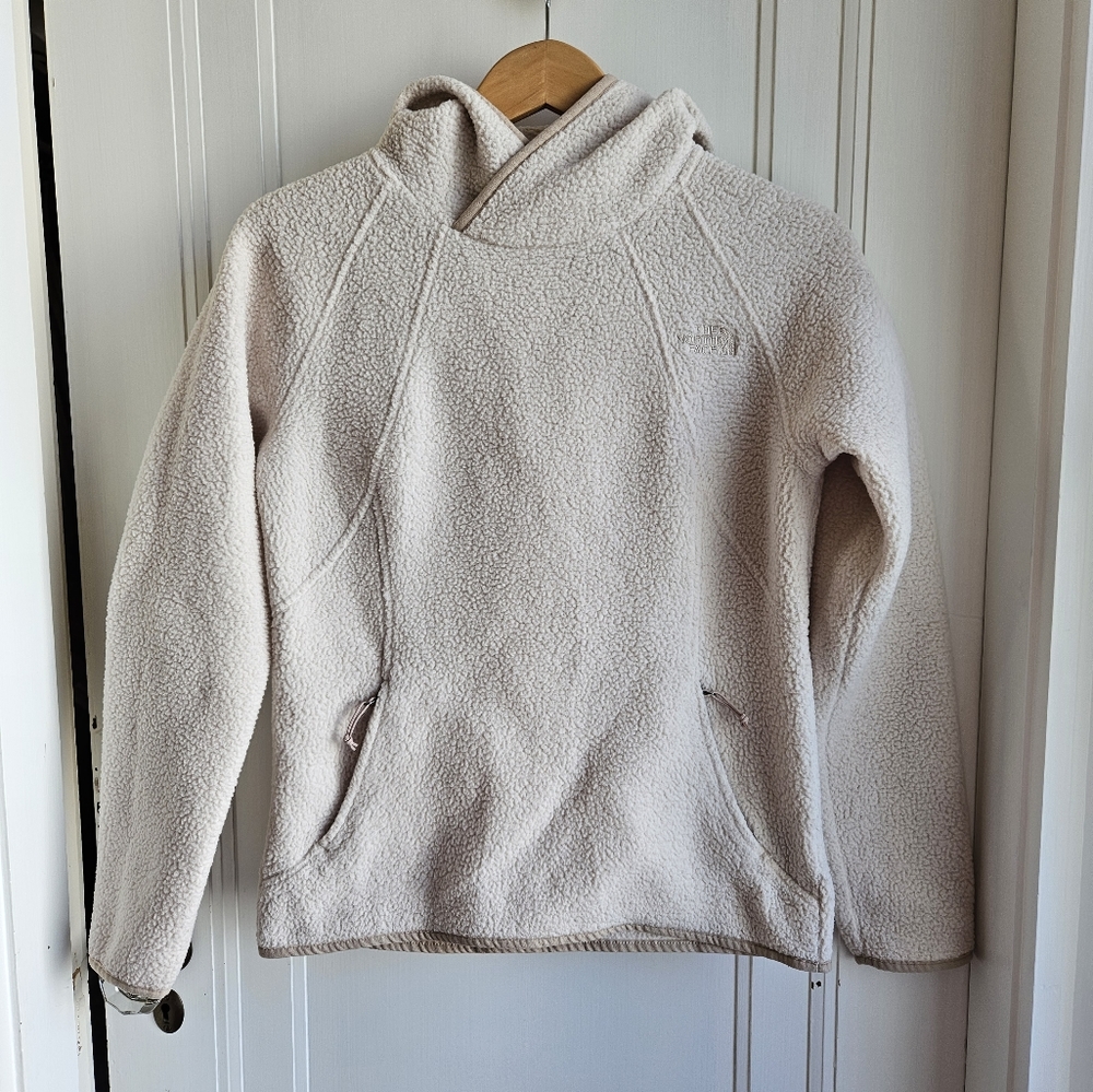 The North Face Cream Sherpa Hoodie Sweatshirt